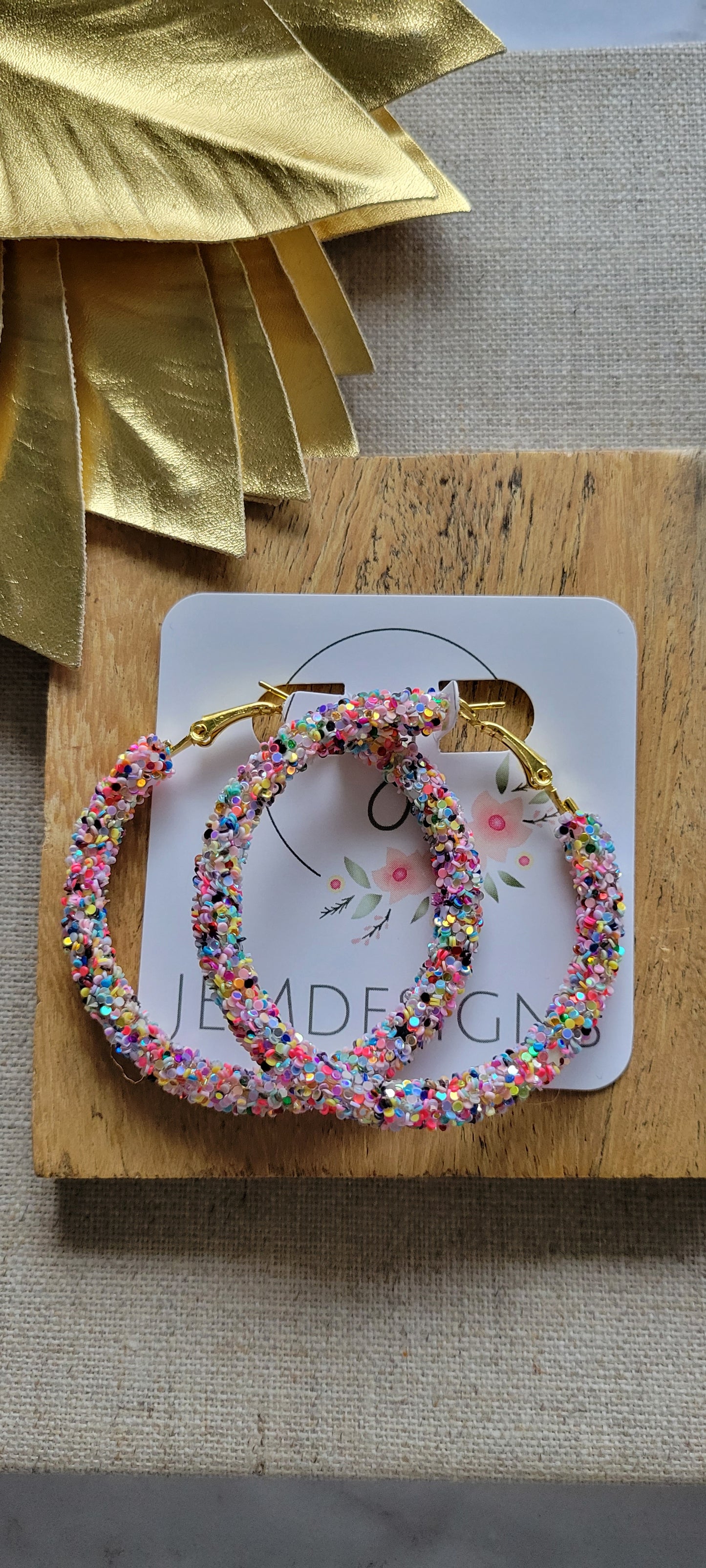 Glitter Hoop Earrings Confetti