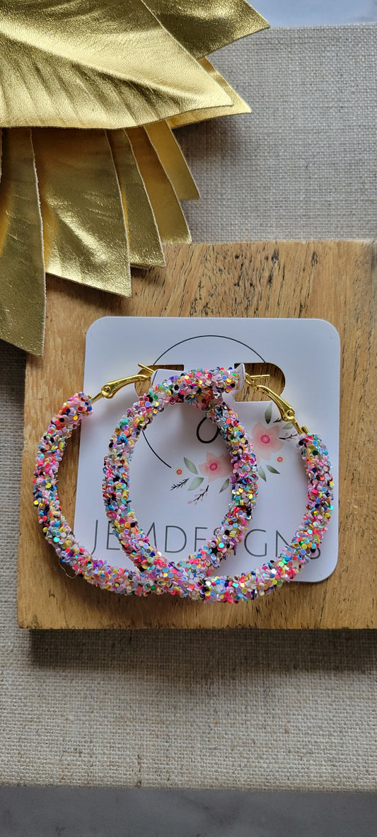 Glitter Hoop Earrings Confetti