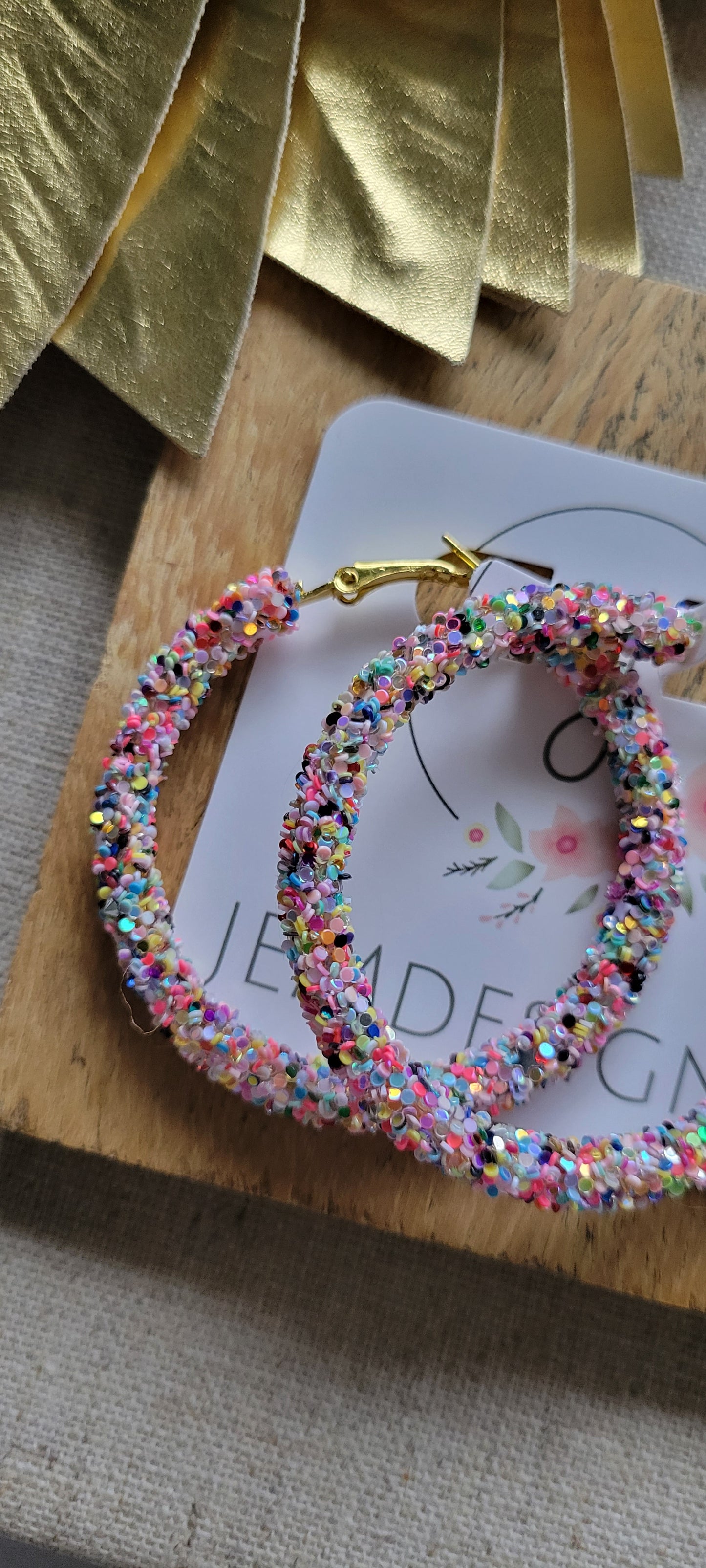 Glitter Hoop Earrings Confetti