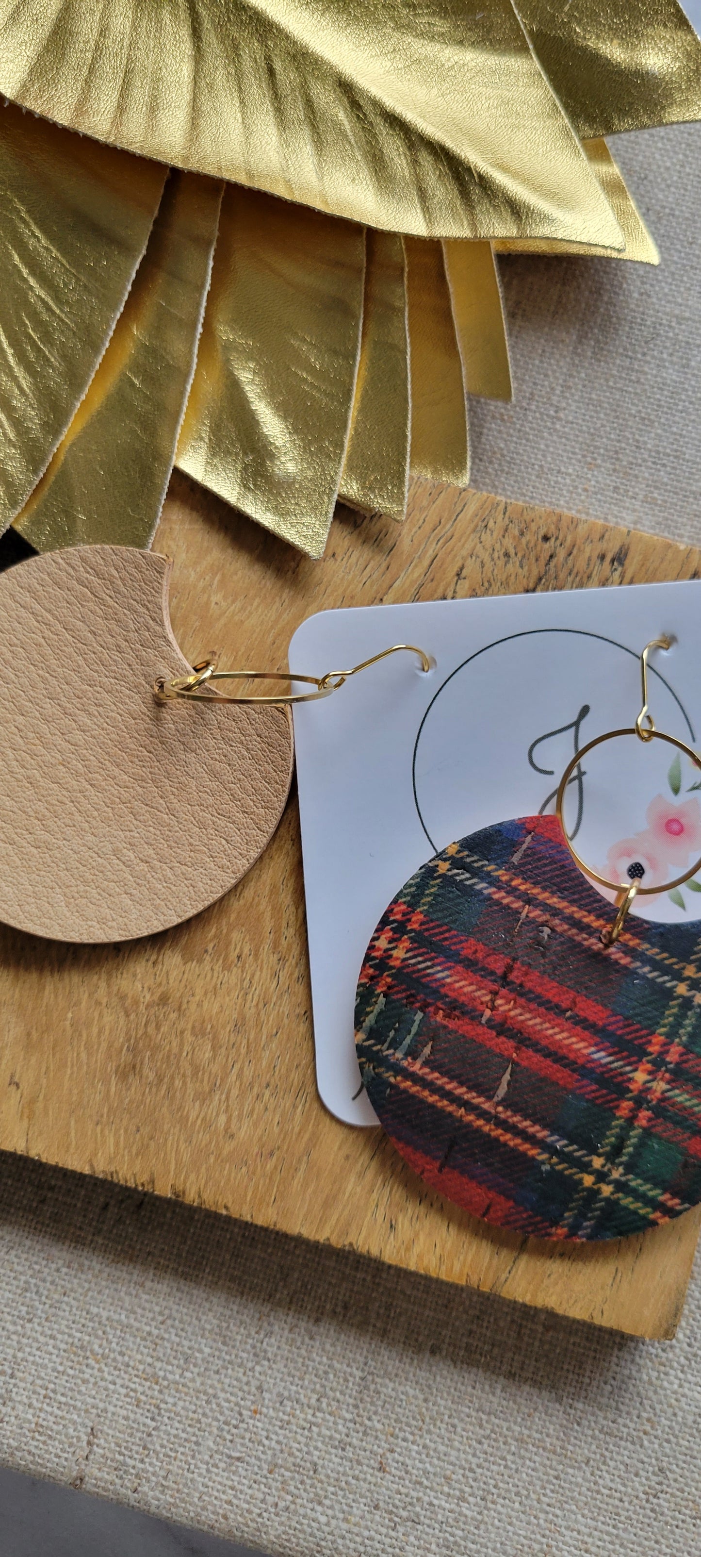 Christmas Plaid Circle Earrings