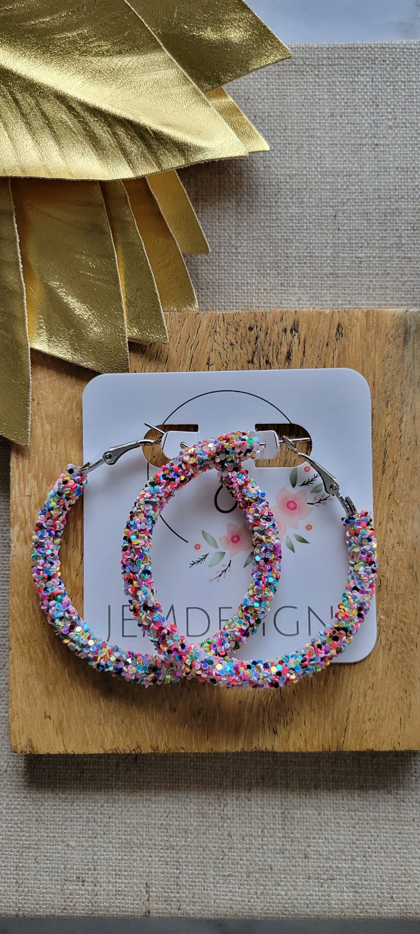 Glitter Hoop Earrings Confetti