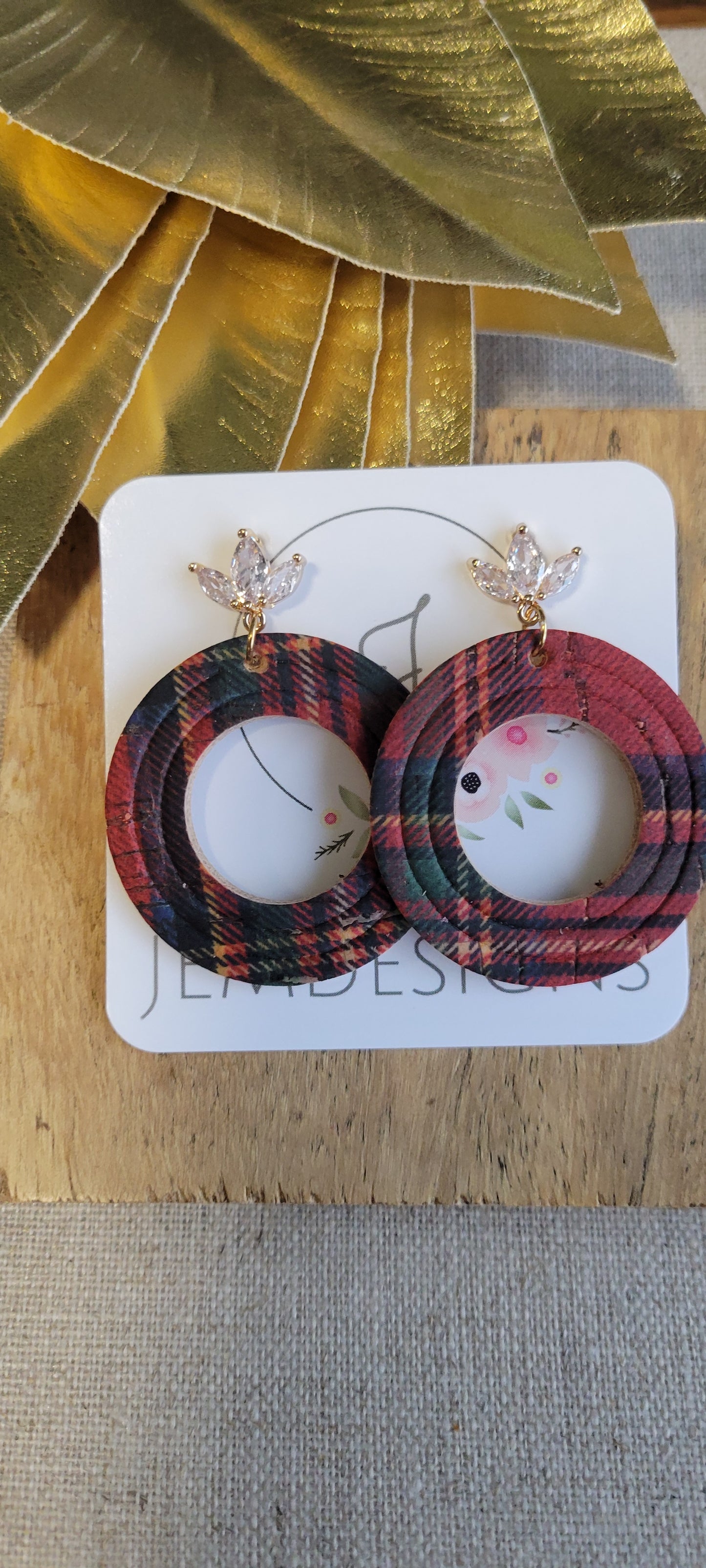 Christmas Plaid Circle Earrings