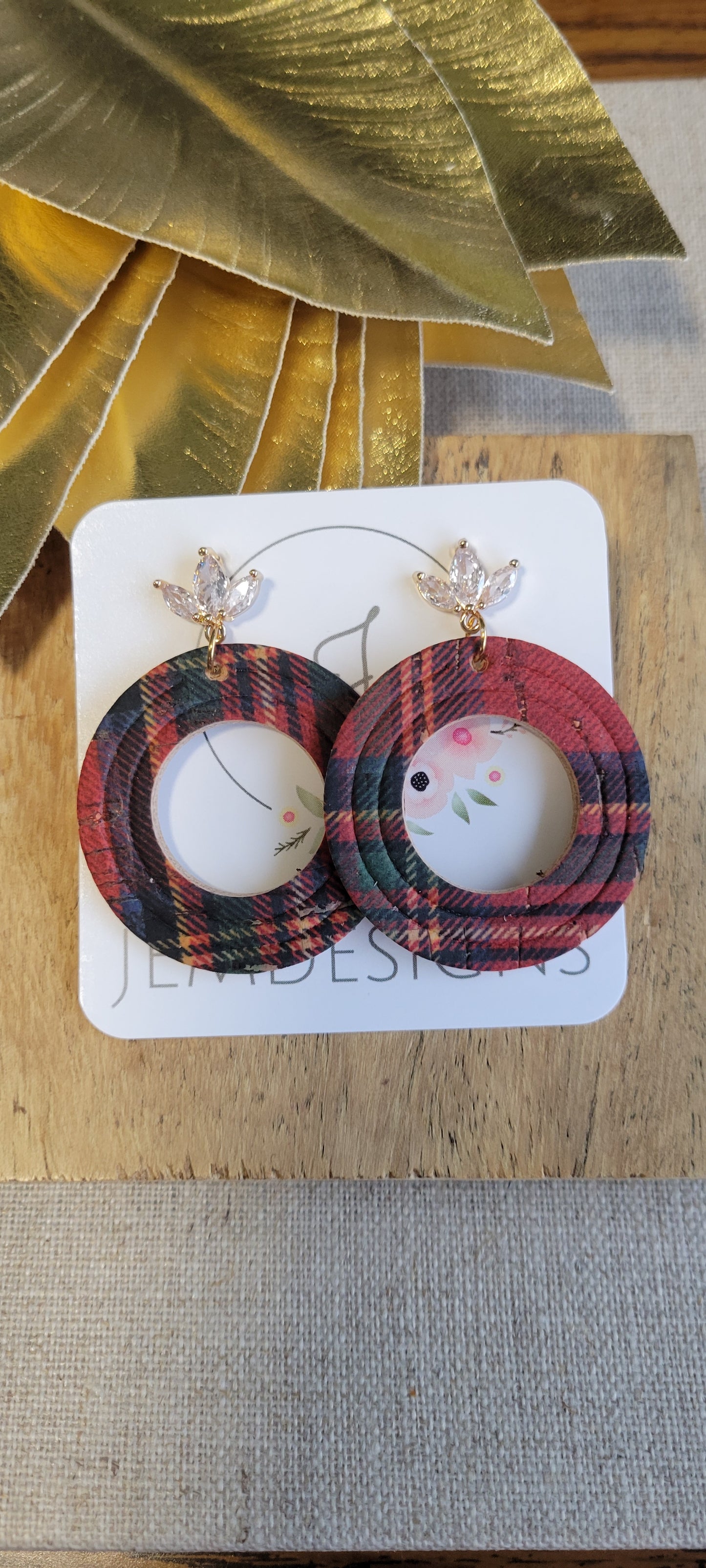 Christmas Plaid Circle Earrings