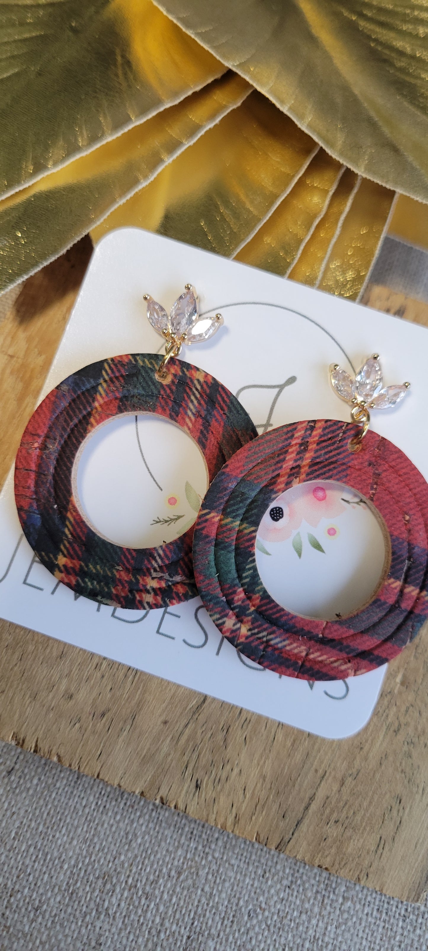 Christmas Plaid Circle Earrings