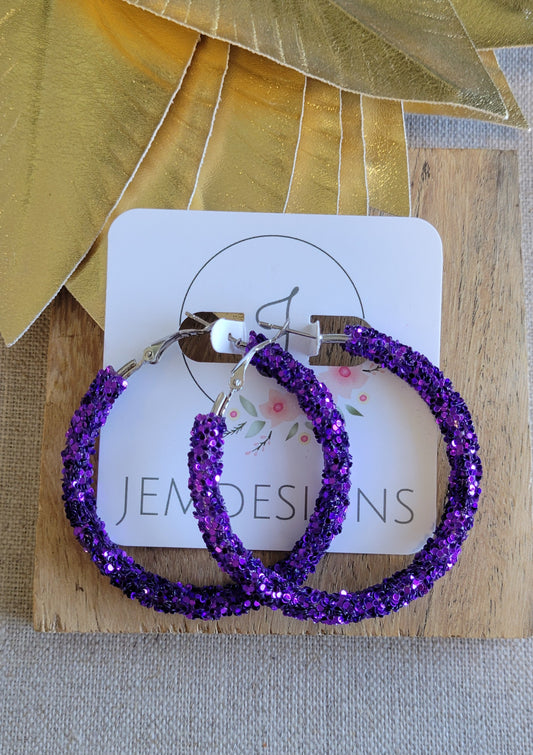 Glitter Hoops in Purple