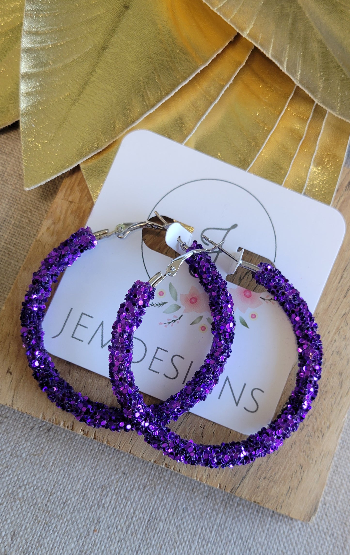 Glitter Hoops in Purple