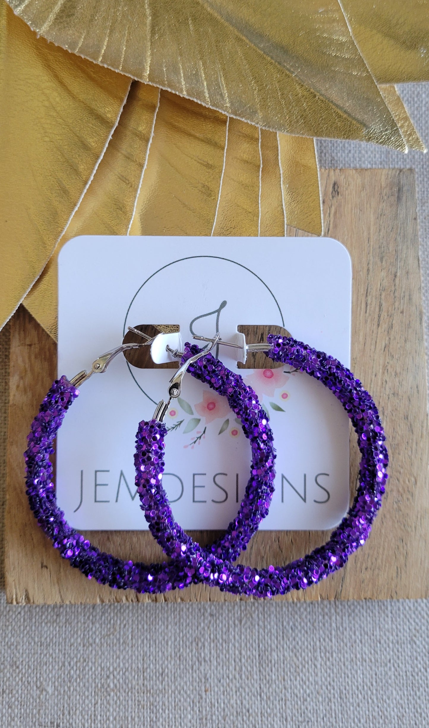 Glitter Hoops in Purple