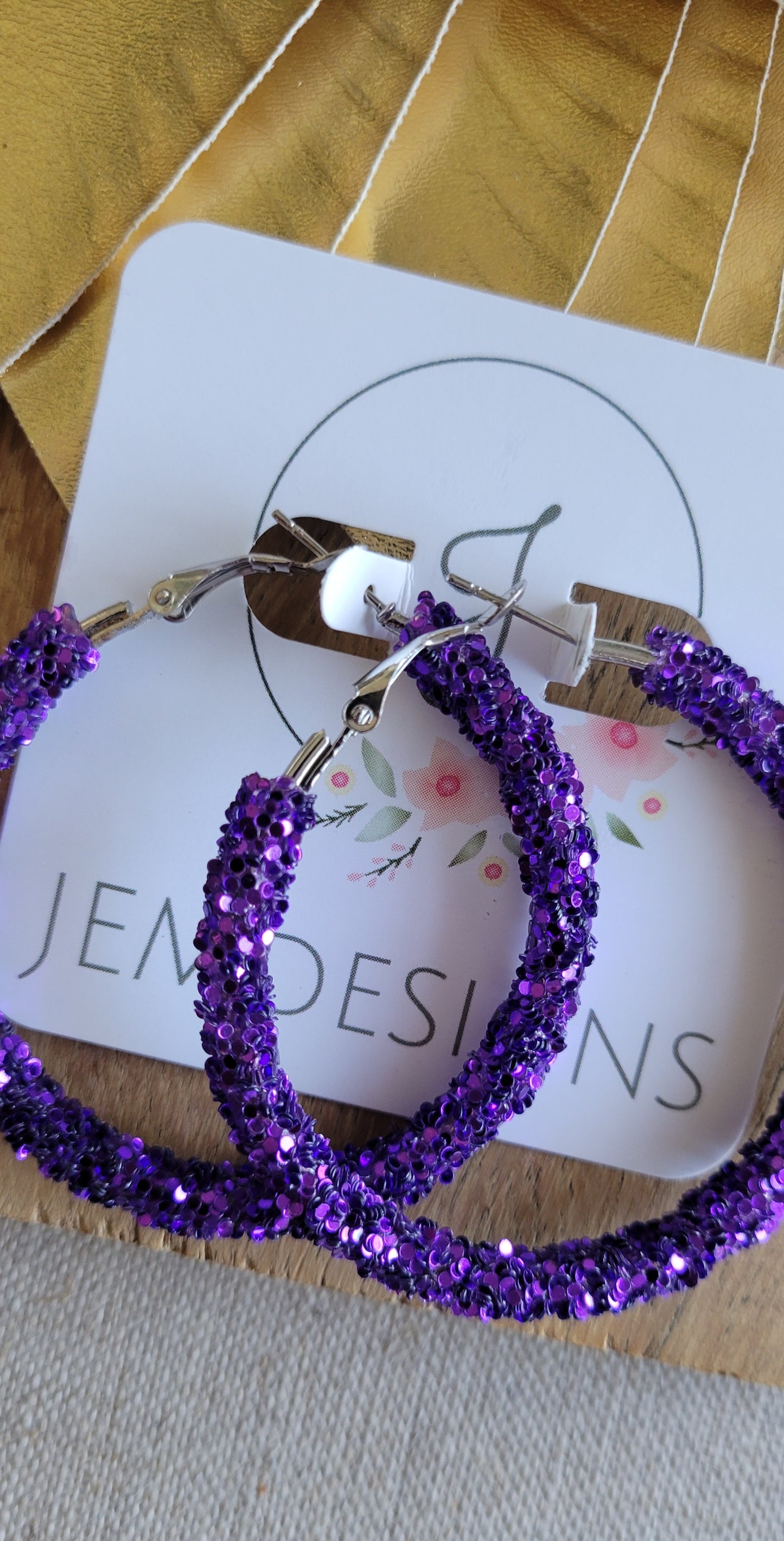 Glitter Hoops in Purple