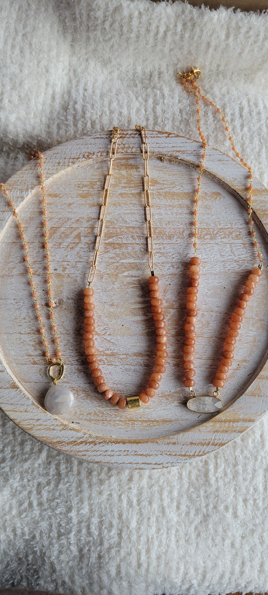 Peach stone necklaces