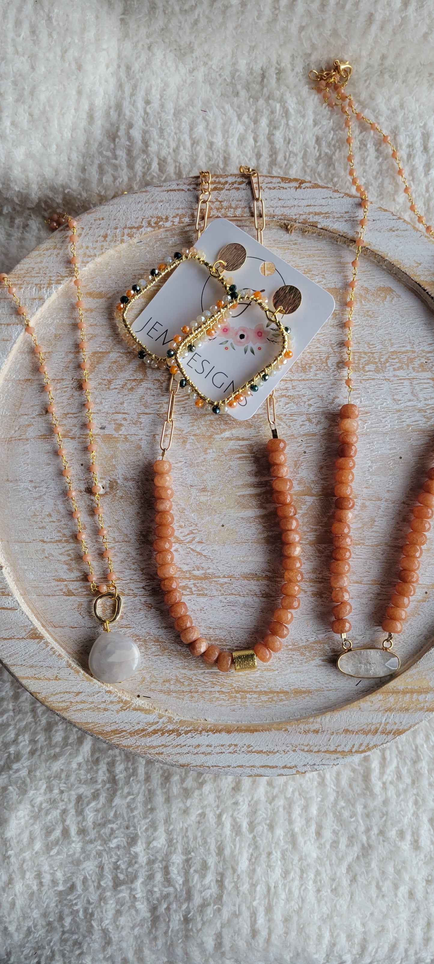 Peach stone necklaces