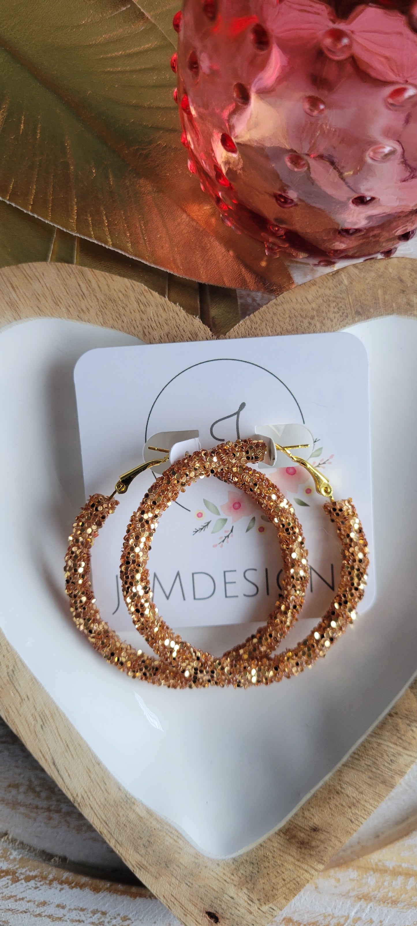 Gold Glitter Hoop Earrings