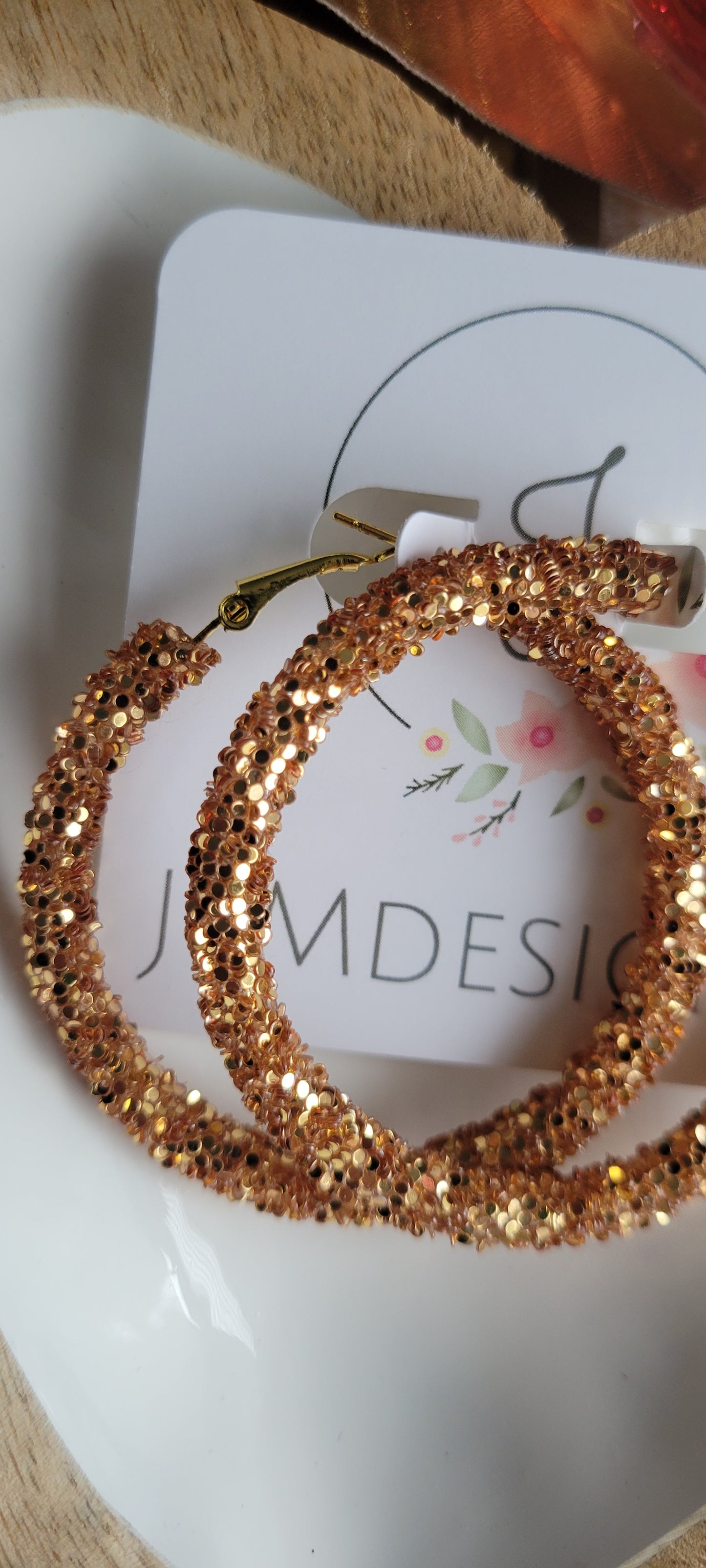 Gold Glitter Hoop Earrings