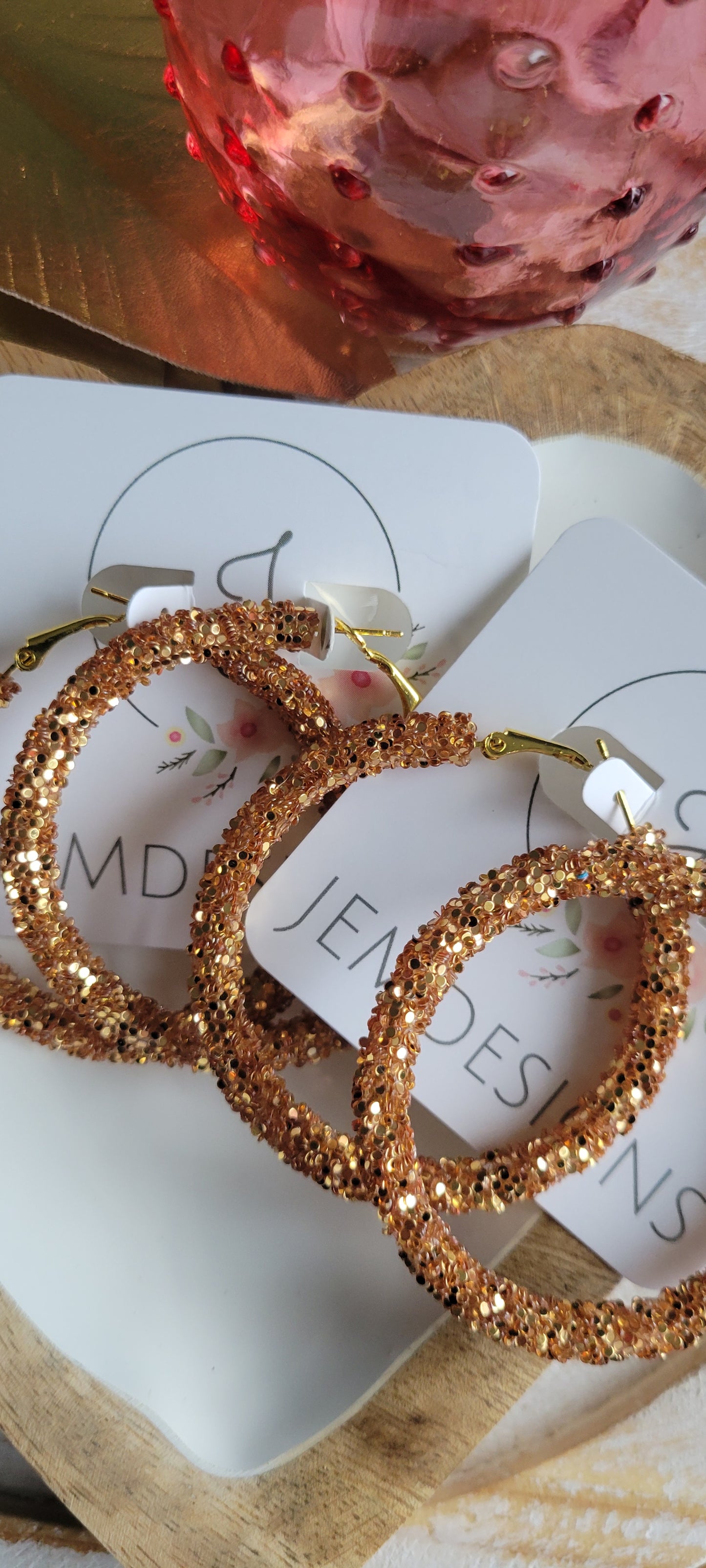 Gold Glitter Hoop Earrings