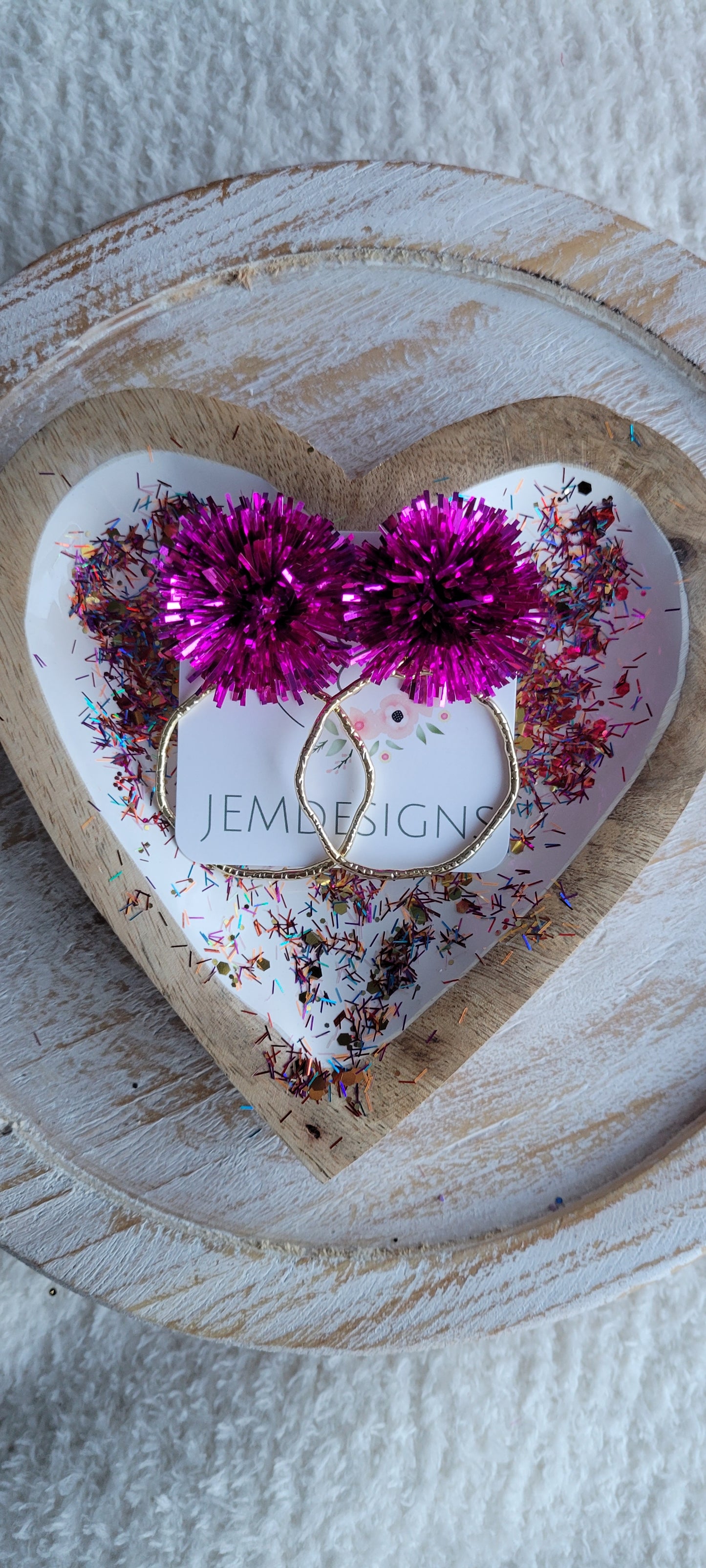 Magenta Tinsel Earrings