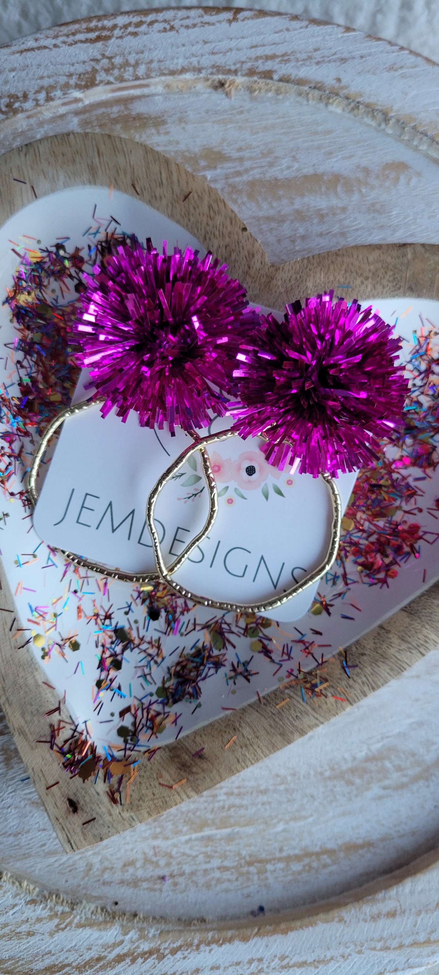 Magenta Tinsel Earrings