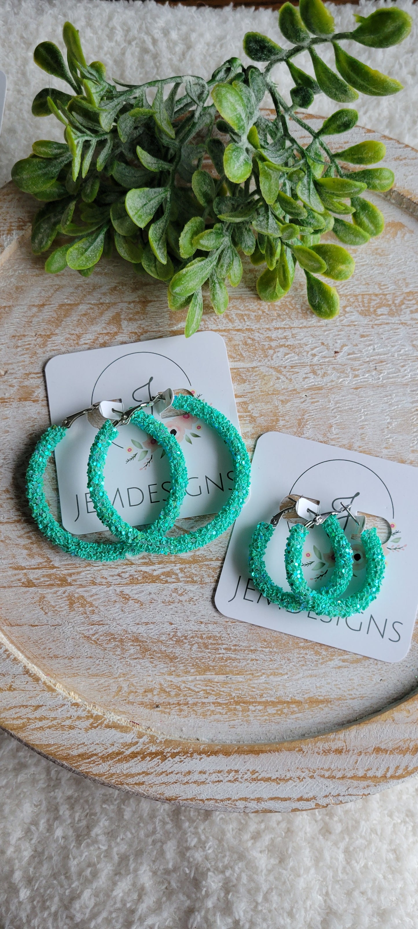 Aqua Glitter Hoops