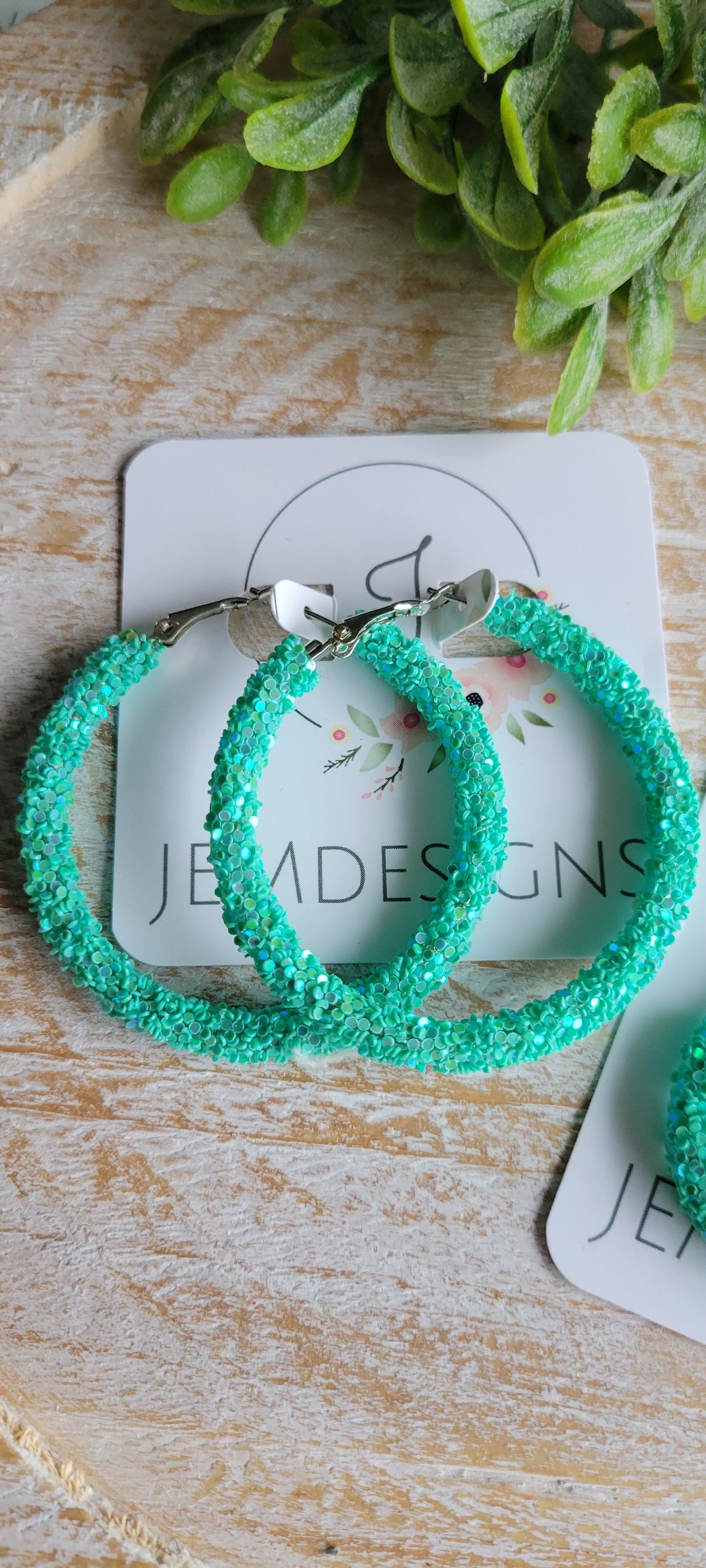 Aqua Glitter Hoops