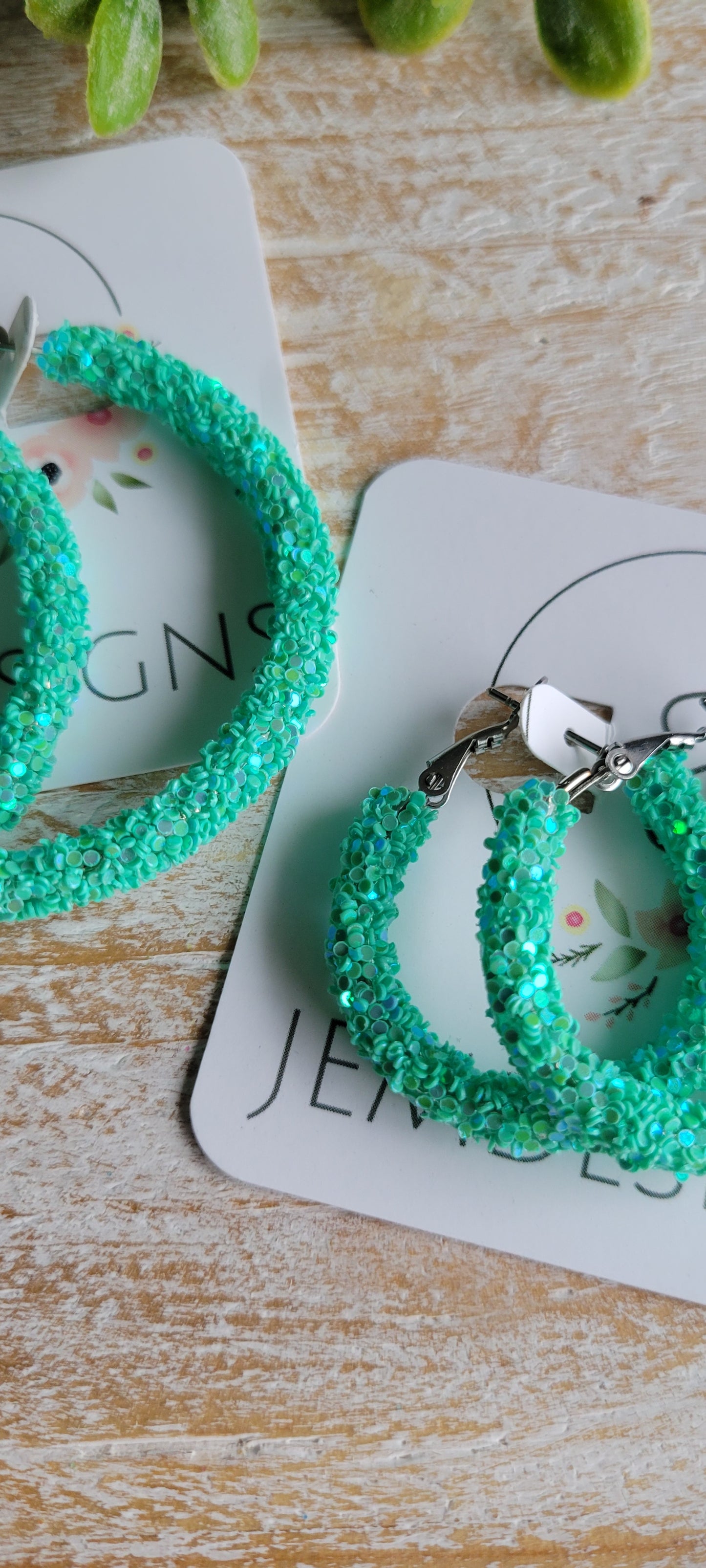 Aqua Glitter Hoops