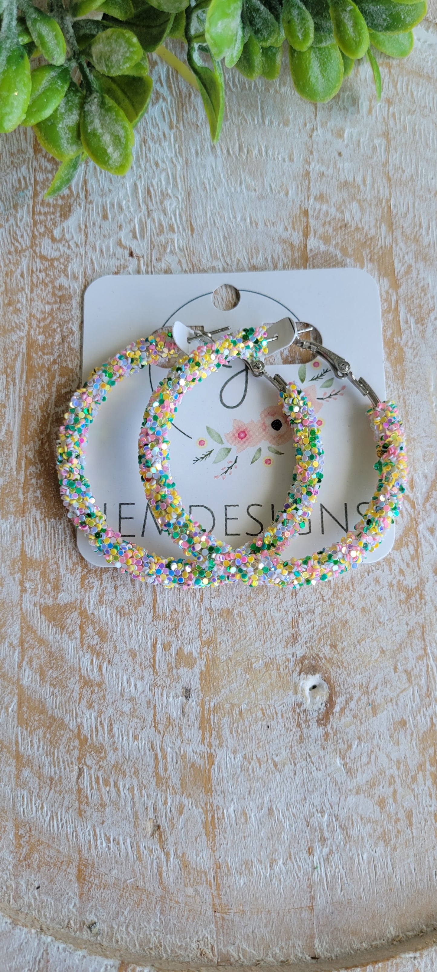 Spring Glitter Hoop Earrings