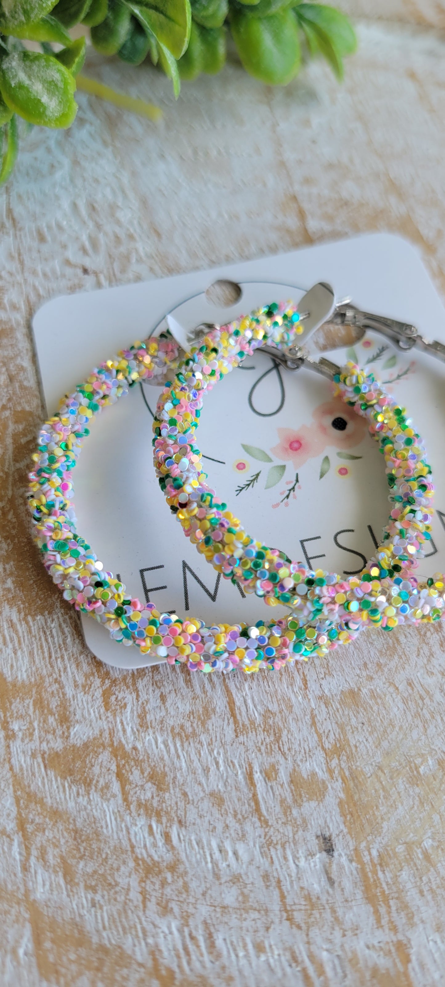 Spring Glitter Hoop Earrings