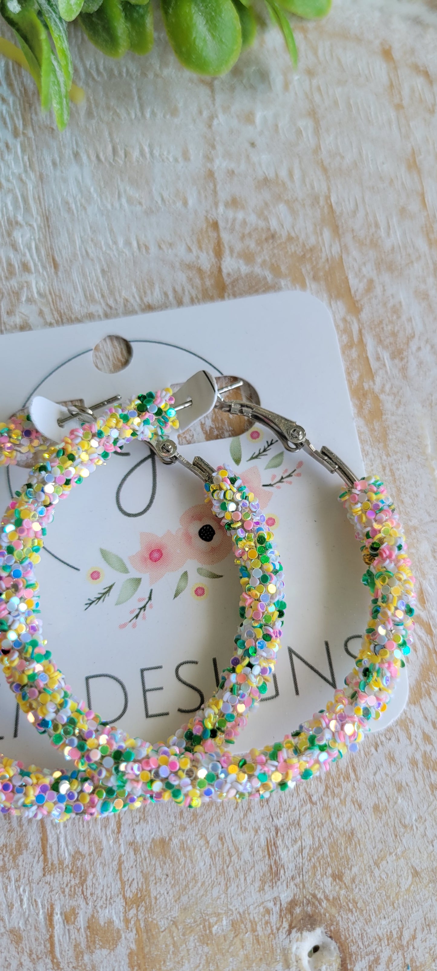 Spring Glitter Hoop Earrings