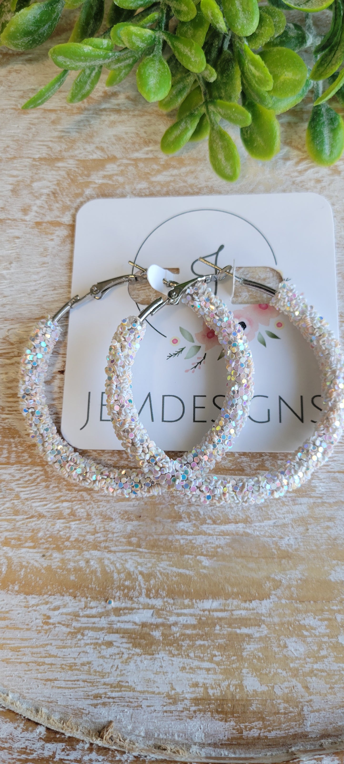 Blush Glitter Hoop Earrings