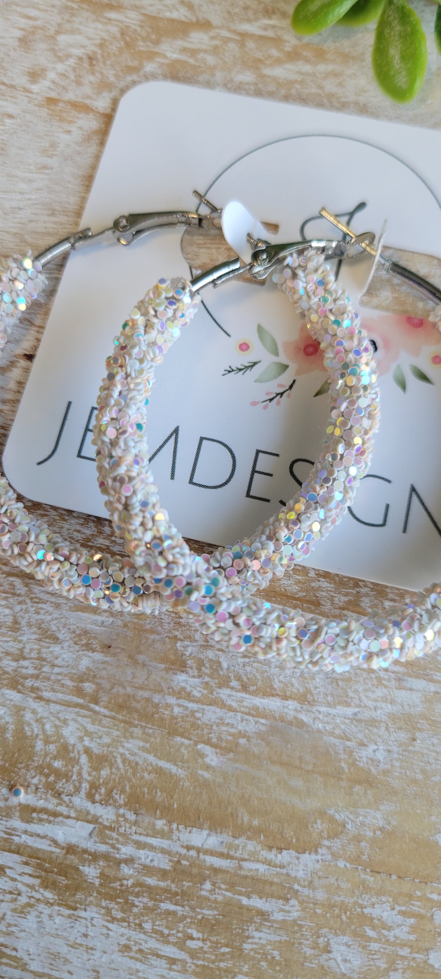 Blush Glitter Hoop Earrings