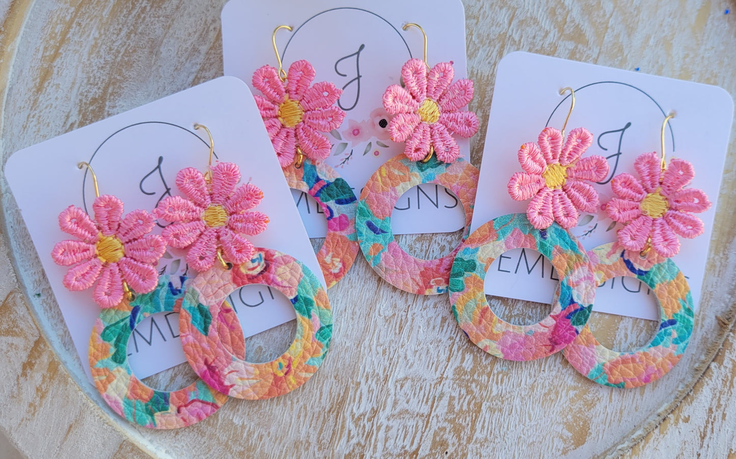 Pink Daisy Earrings