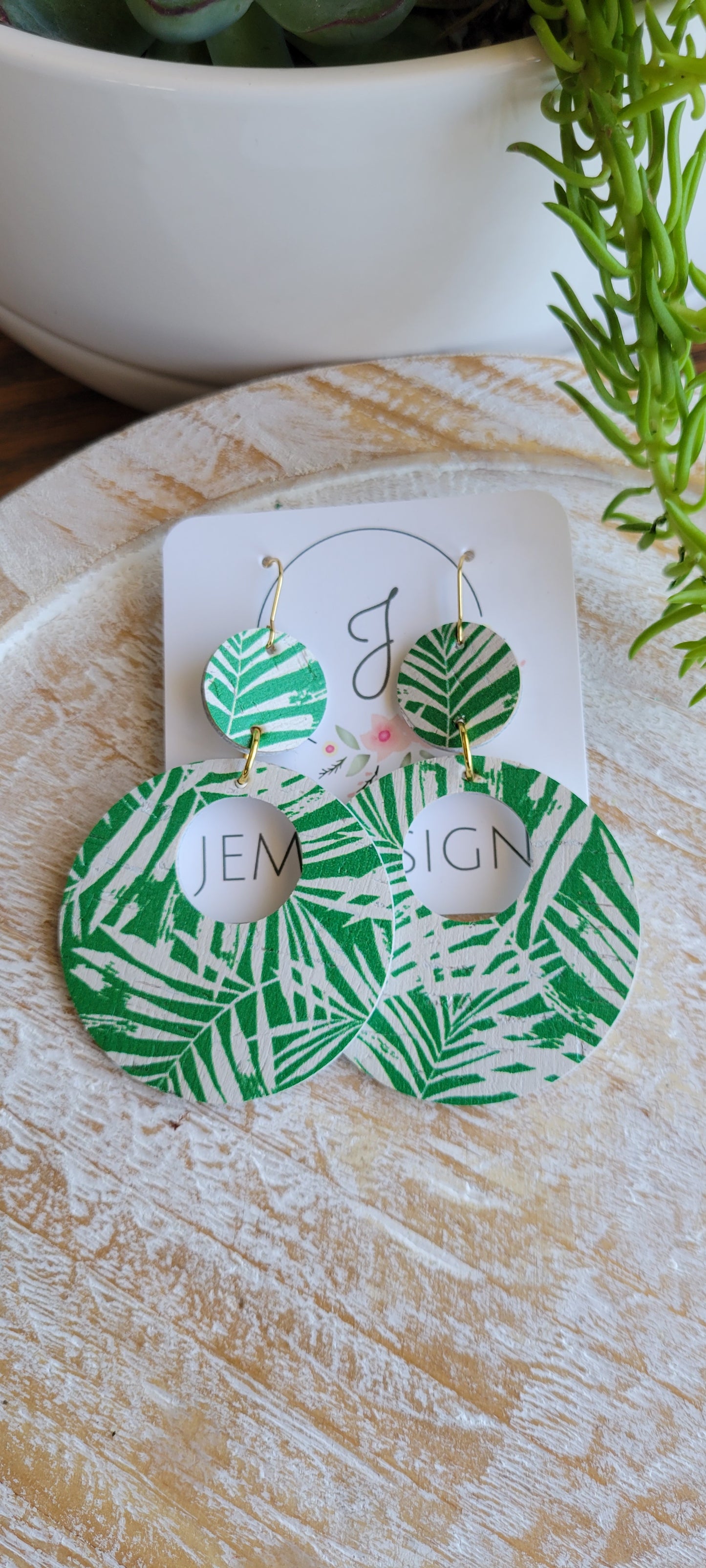 Green Palm Earrings