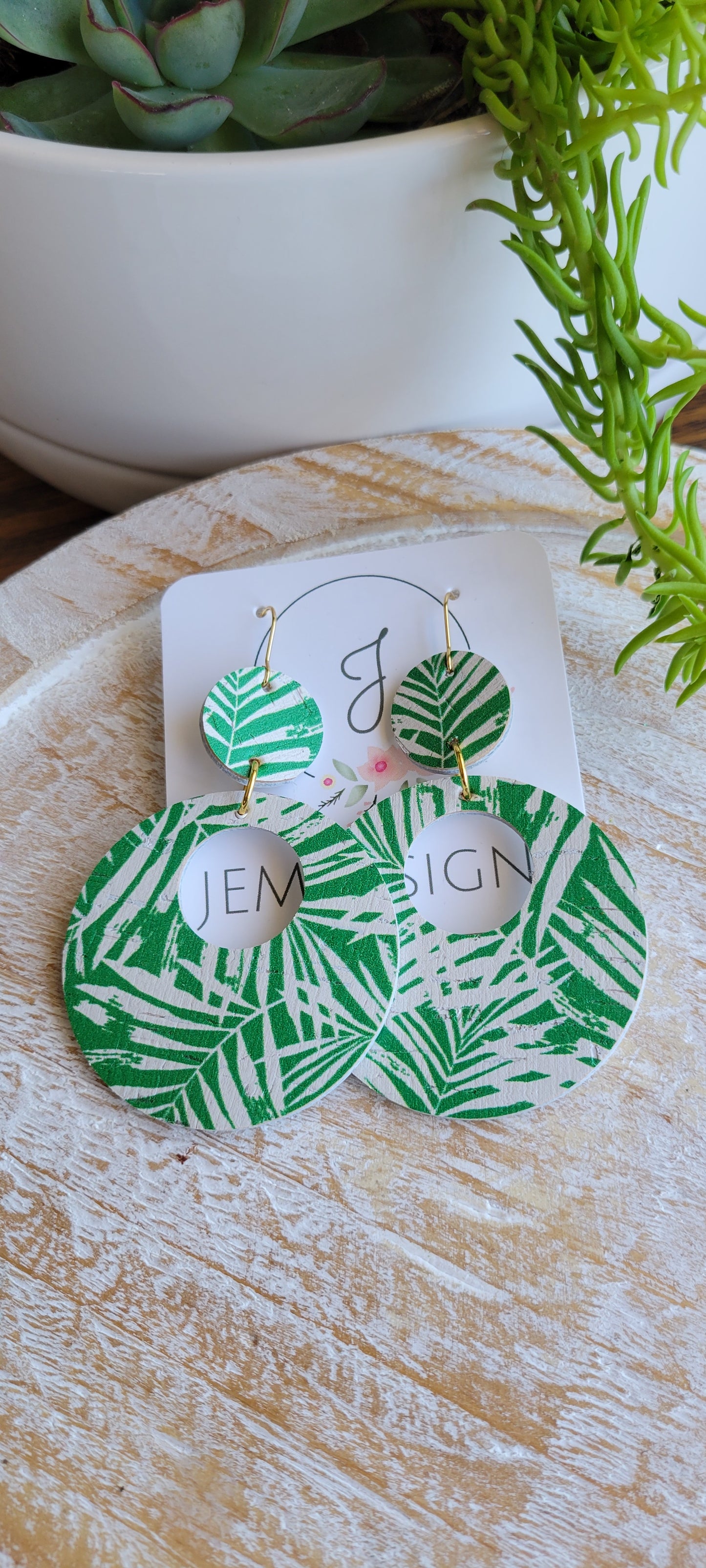 Green Palm Earrings