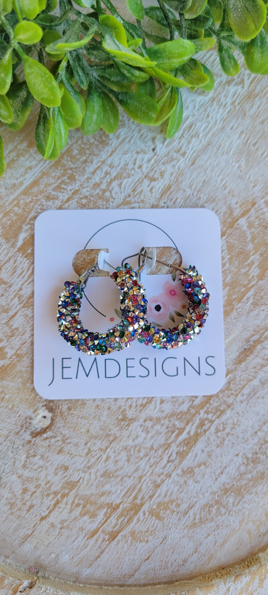 Party Time Tiny Glitter Hoop Earrings