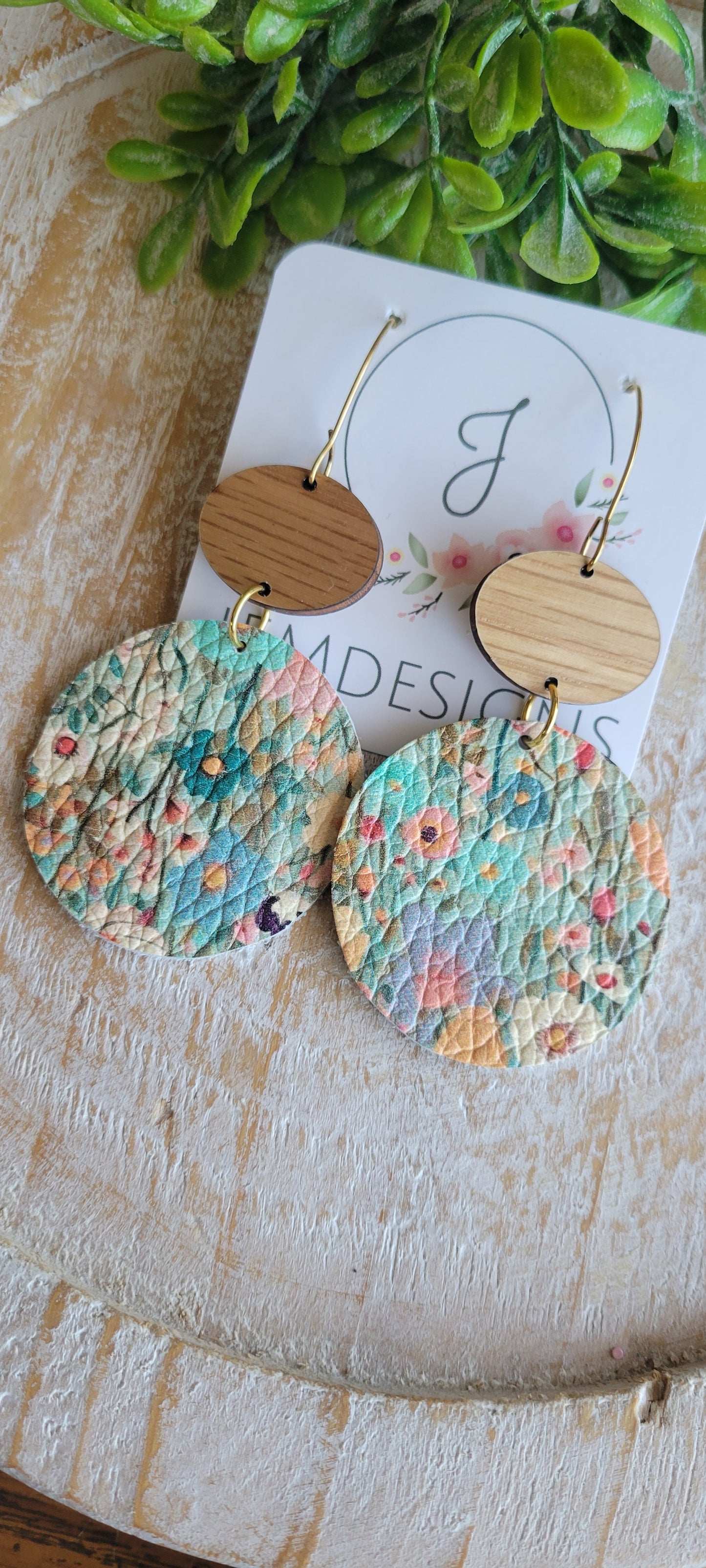 Floral Wood Earrings