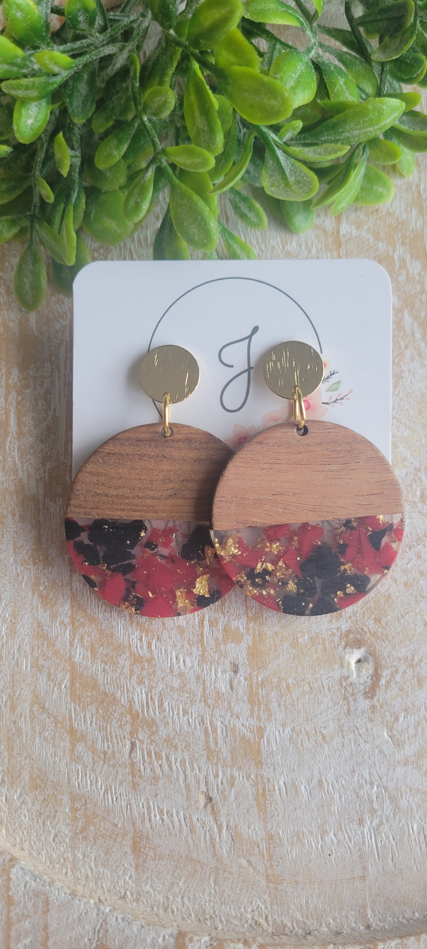 Wood and Acrylic Earrings