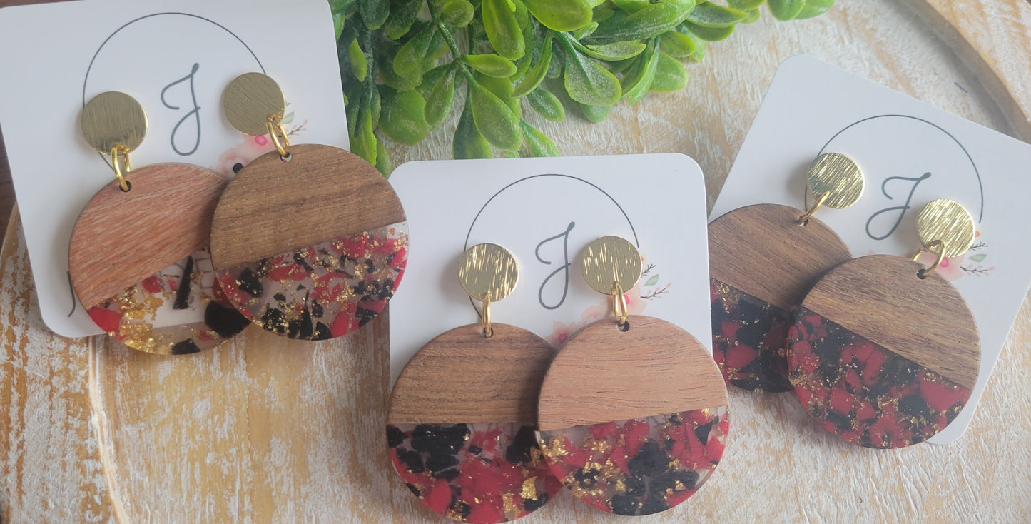 Wood and Acrylic Earrings