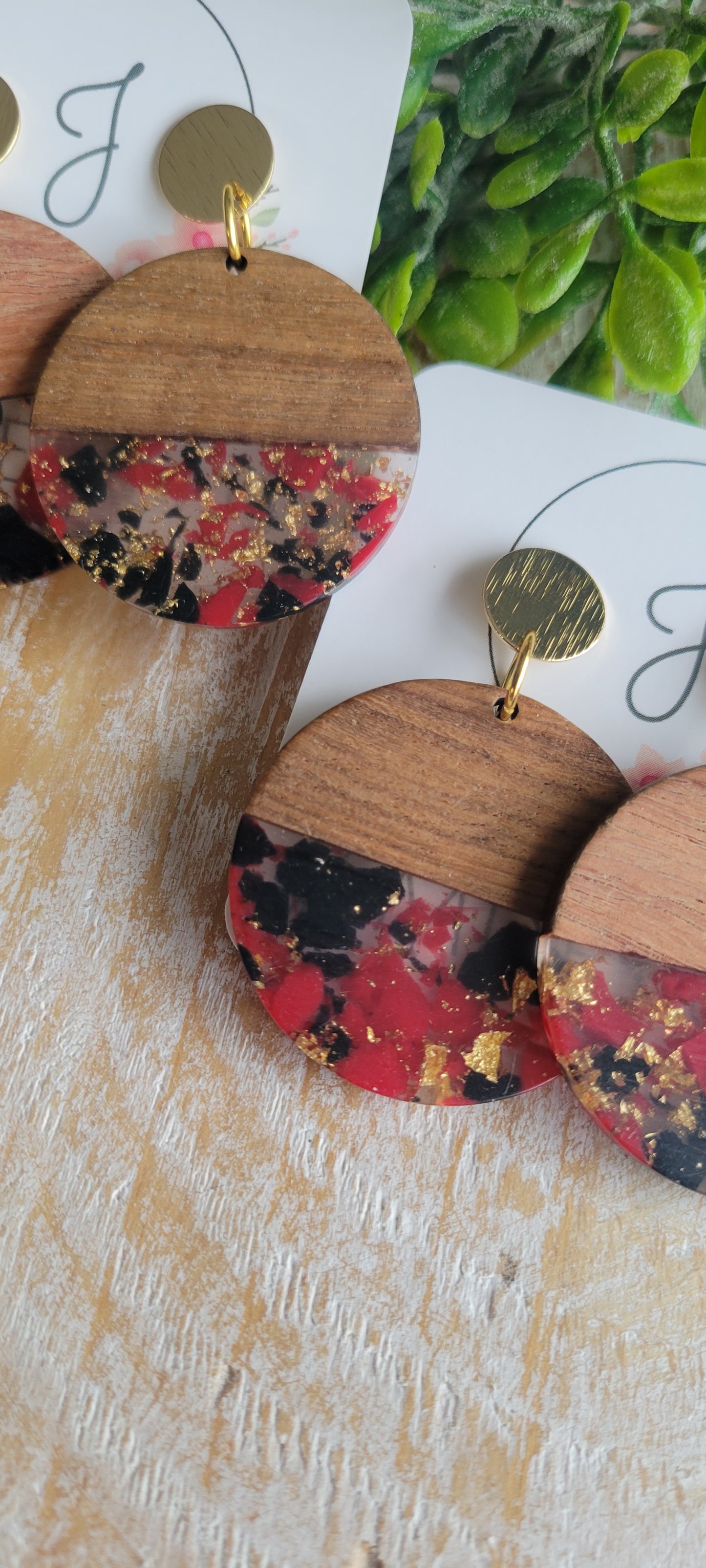 Wood and Acrylic Earrings