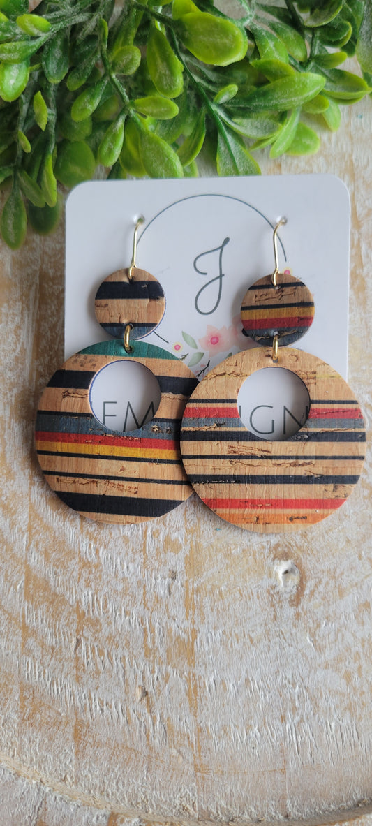 Horizon Stripe Cork Earrings