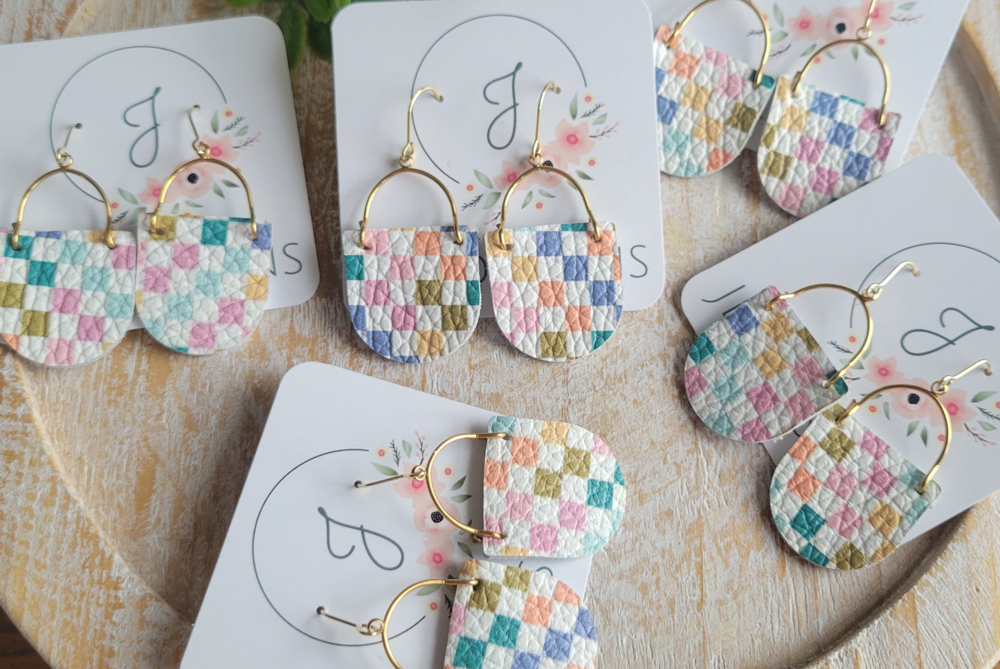 Checkered Leather Earrings