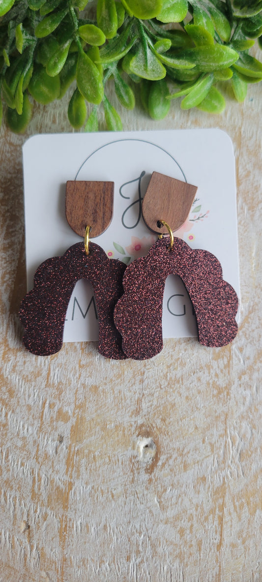 Ellie Earrings in Burgundy Glitter