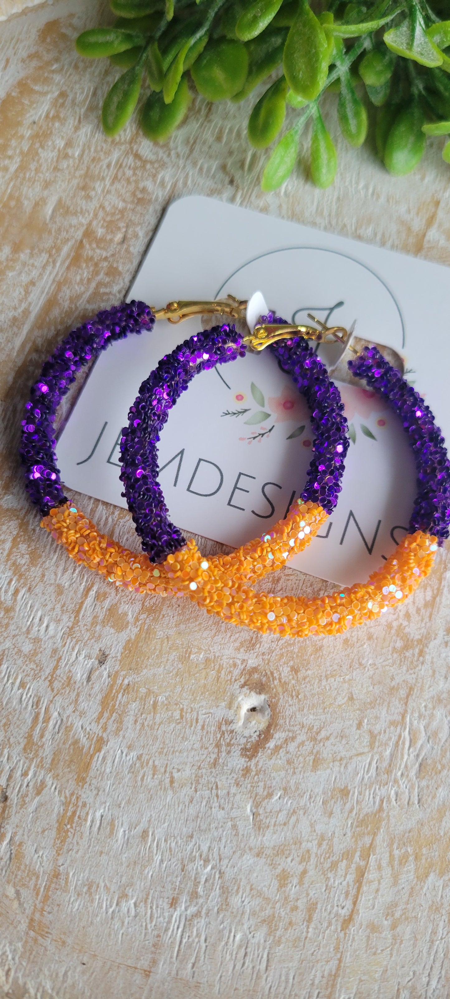 Purple and Orange Hoop Earrings