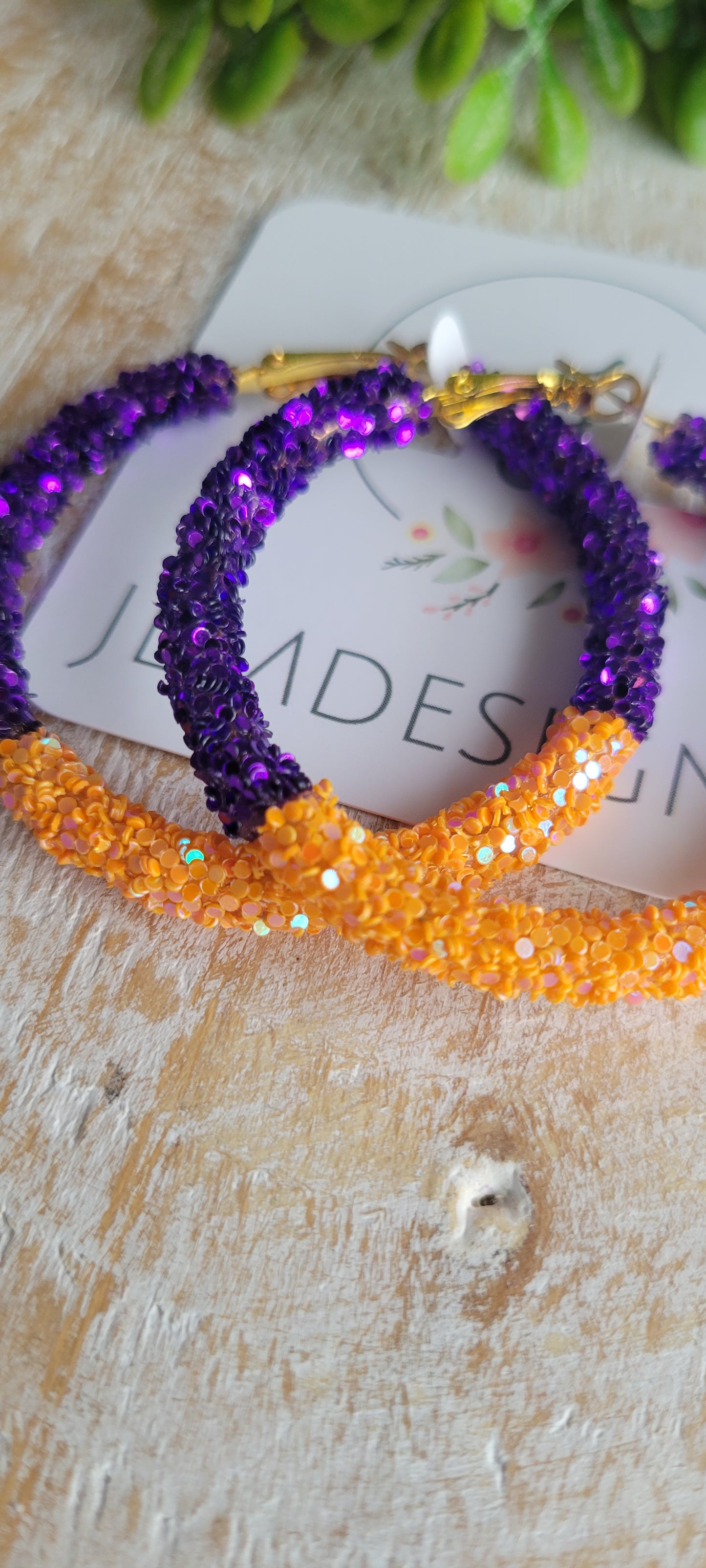 Purple and Orange Hoop Earrings