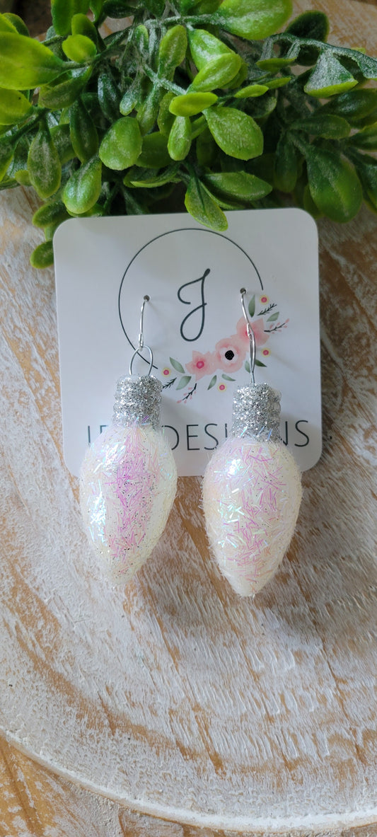 White Christmas Light Earrings