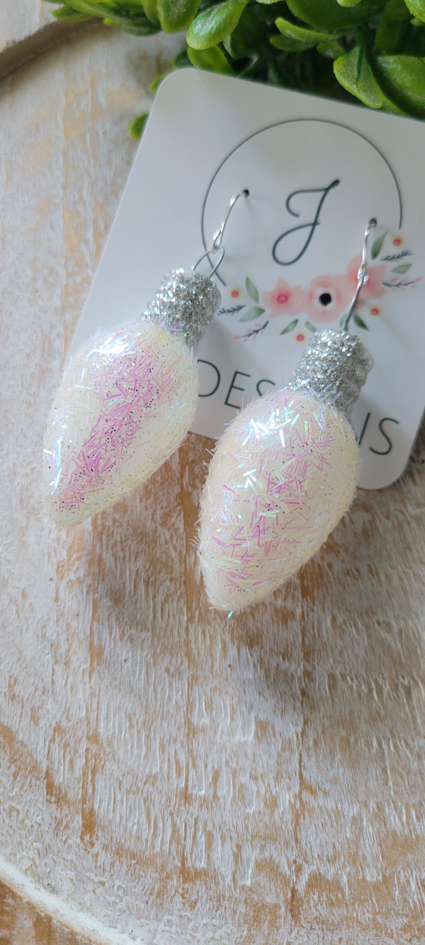 White Christmas Light Earrings