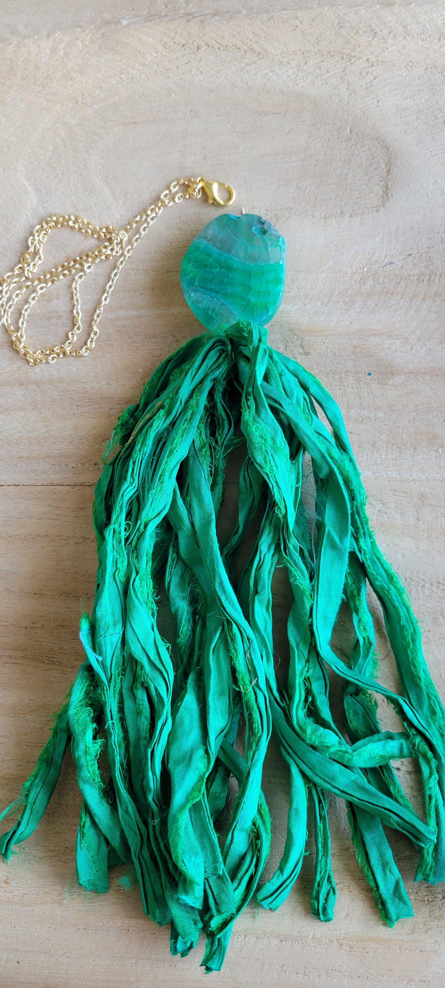 Green Stone Tassel