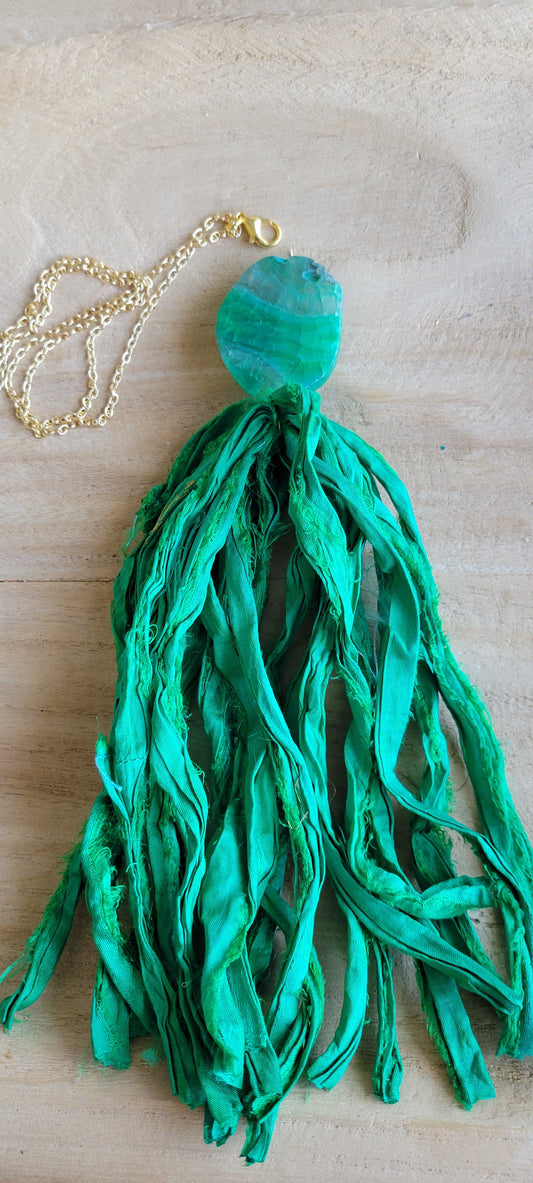 Green Stone Tassel