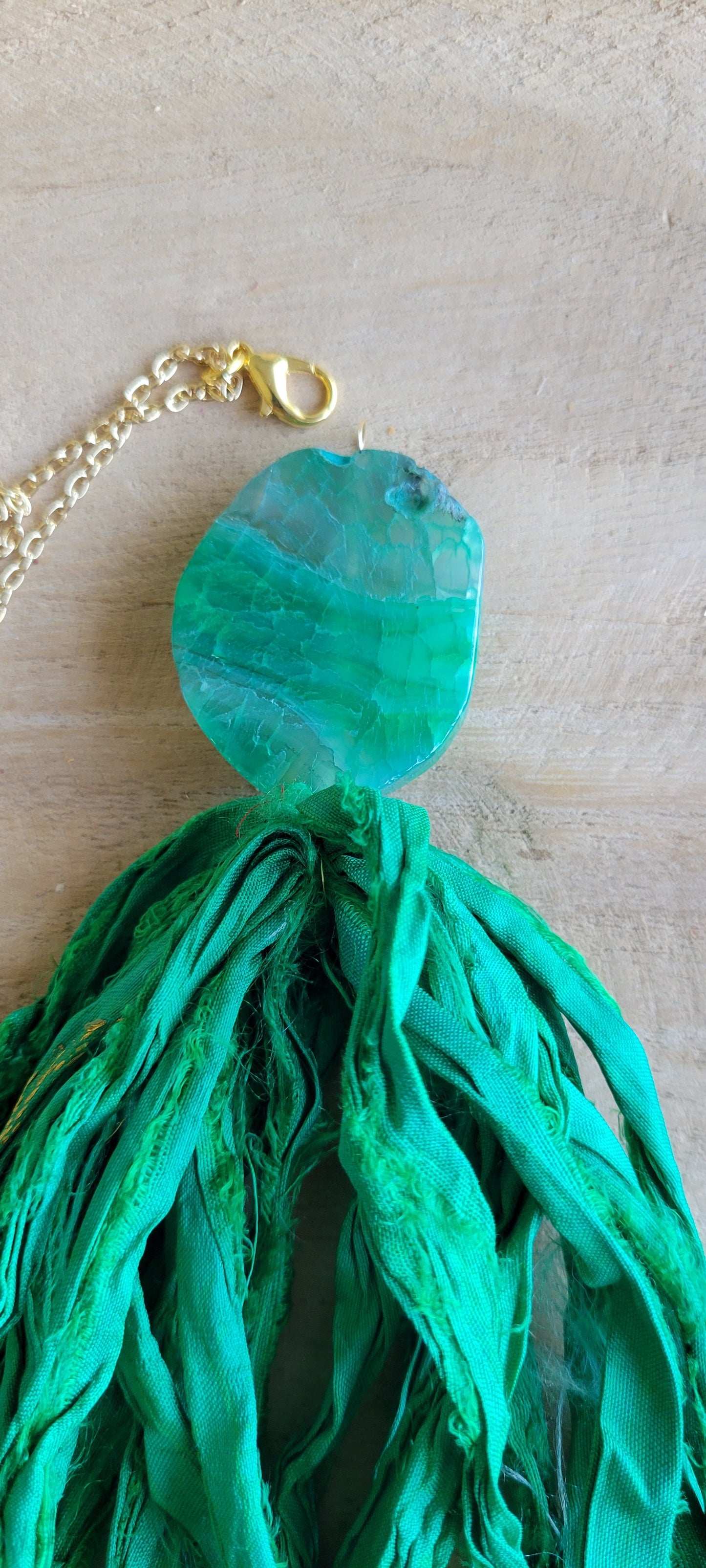 Green Stone Tassel