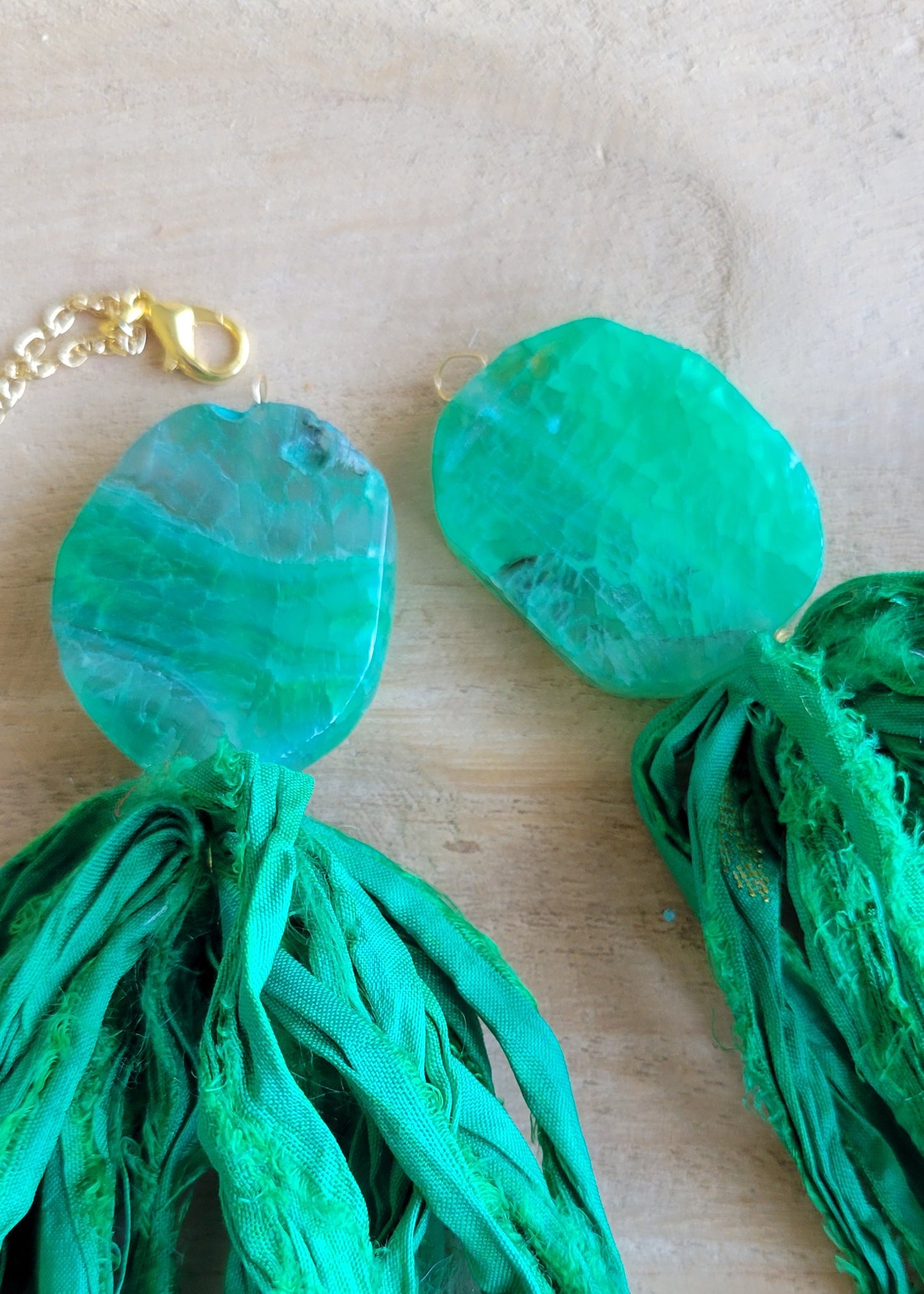 Green Stone Tassel