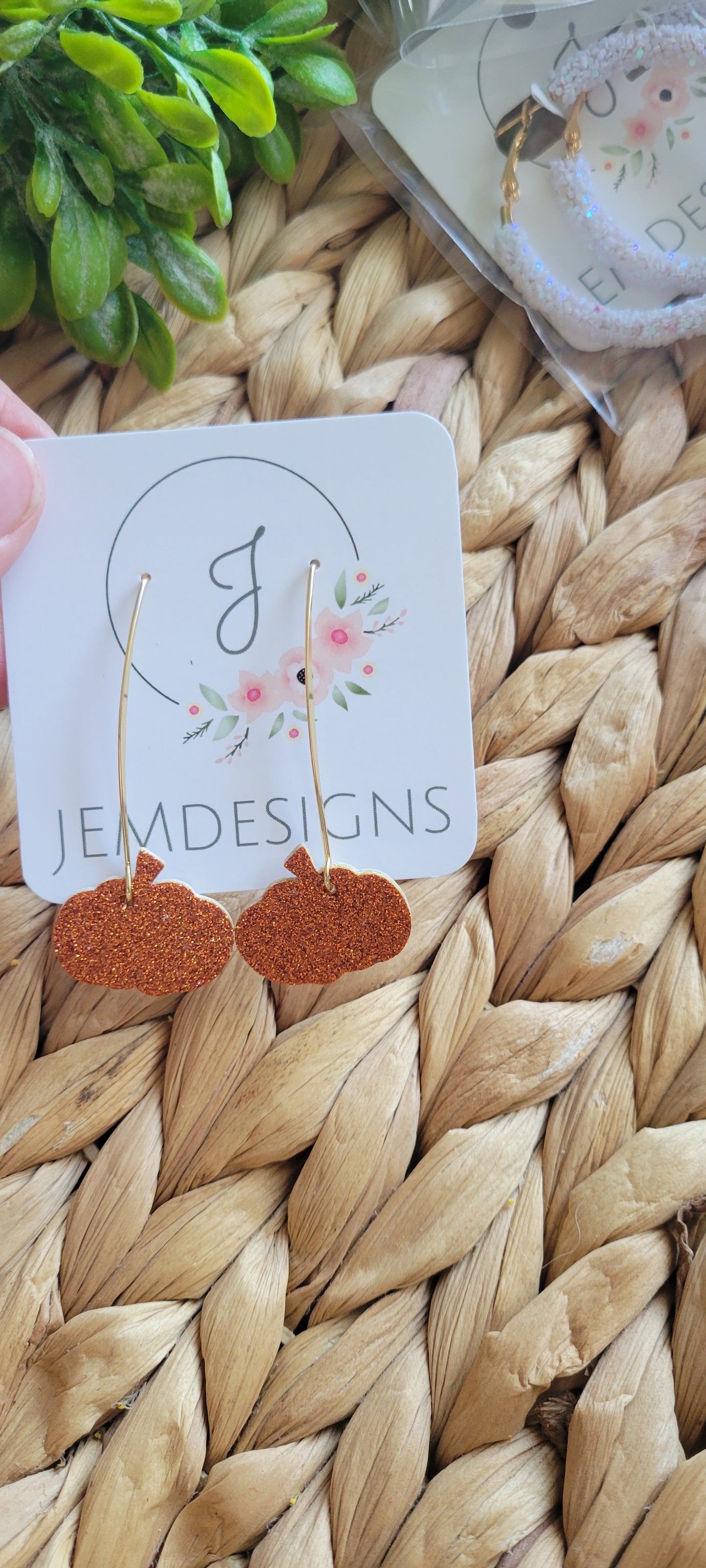 Orange Glitter Pumpkin Earrings