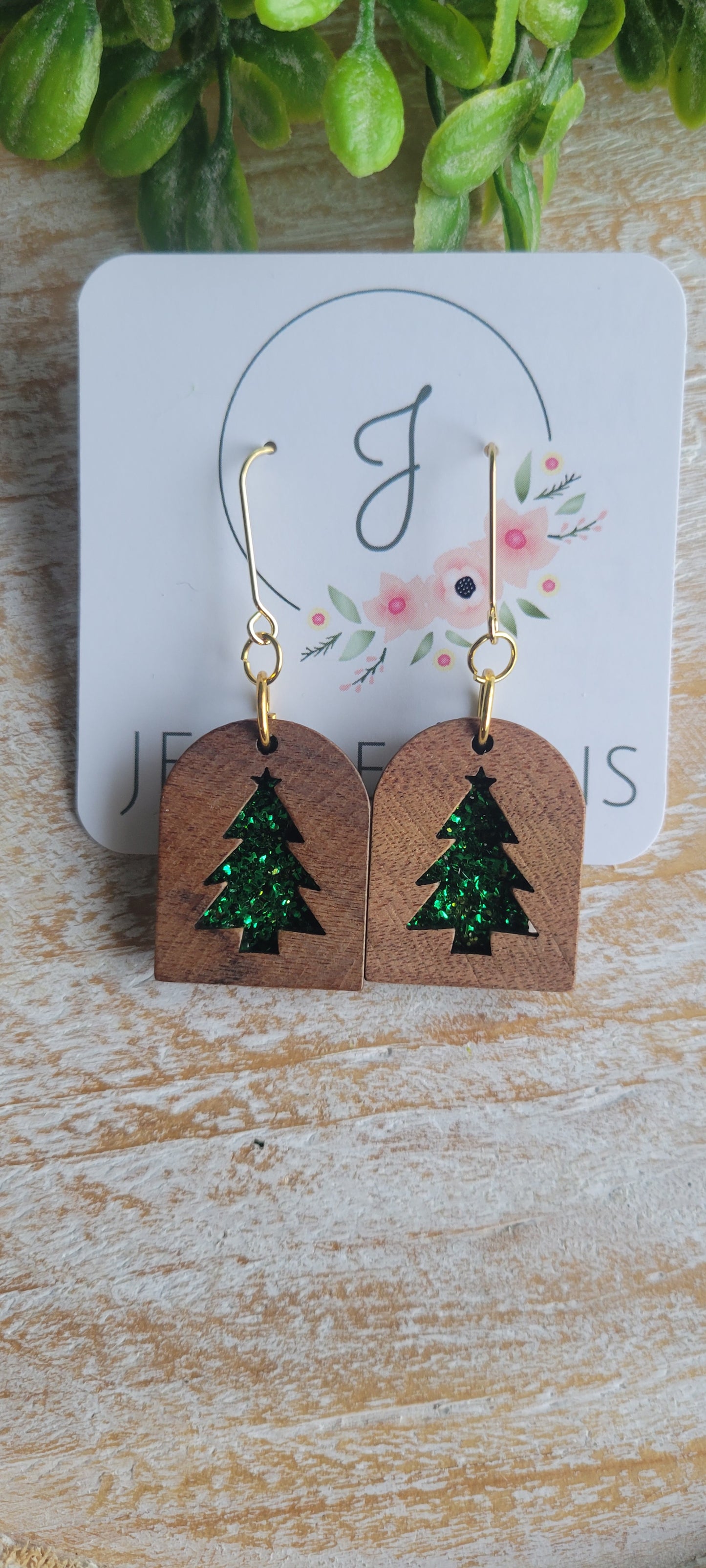 Wooden Tree Earrings