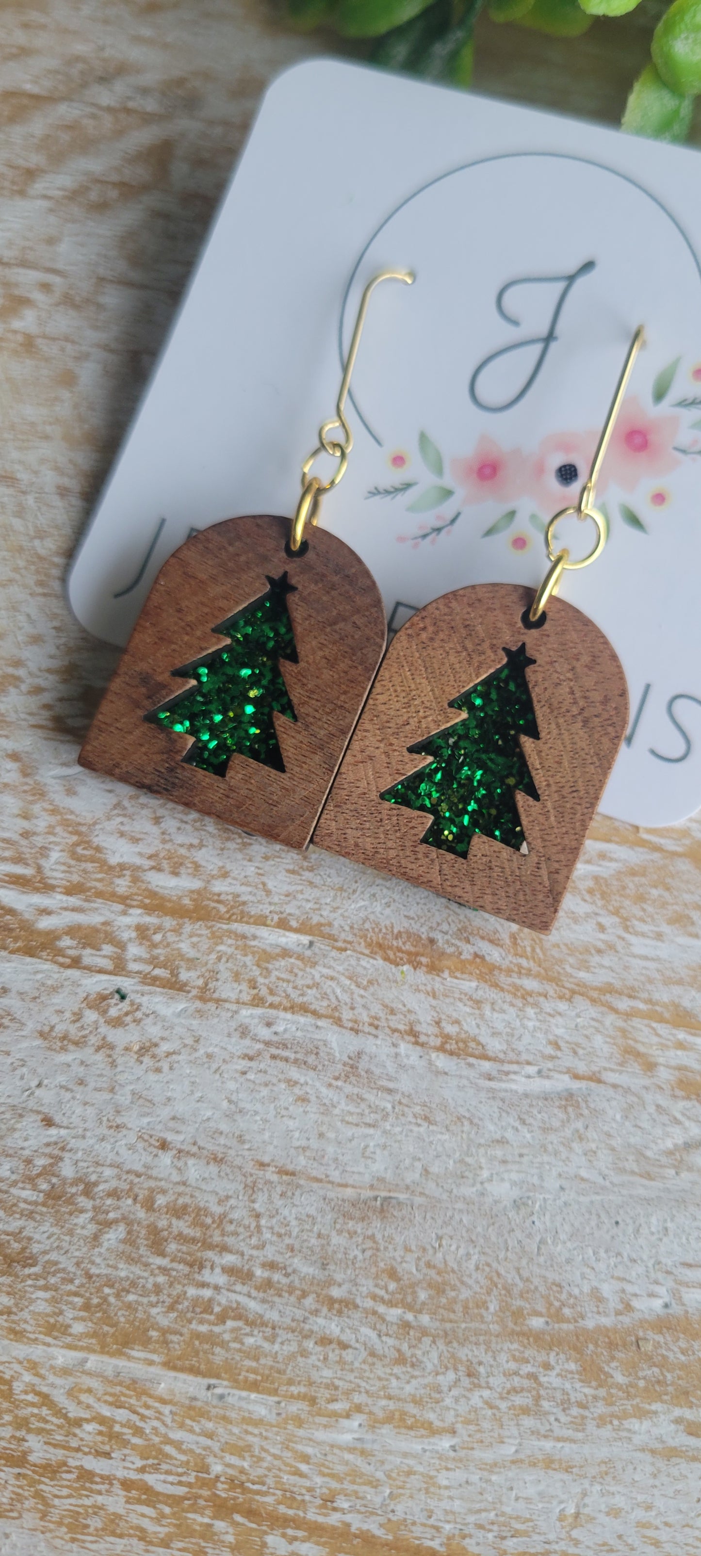 Wooden Tree Earrings