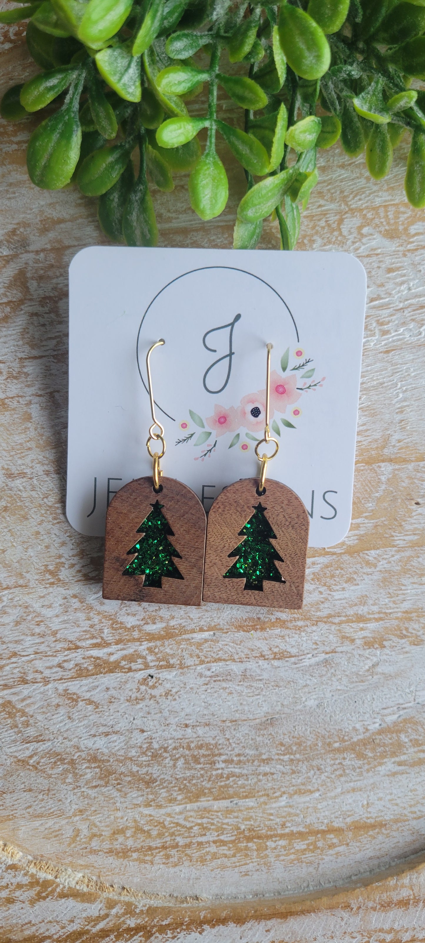 Wooden Tree Earrings